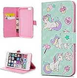 iPhone 6 Plus Case, iPhone 6S Plus Case, 3D Cute Unicorn Painted Premium PU Leather Flip Wallet TPU Inner Bumper with ID Card Slots Anti-Fade Skin Cover for iPhone 6 Plus, 6S Plus