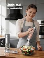 ThermoMaven Upgraded Larger Capacity Electric Salt and Pepper Grinder Set, 110ml Rechargeable Salt and Pepper Shaker with LED Light, Stainless Steel Automatic Pepper Mill with 6 Adjustable Coarseness — image 3
