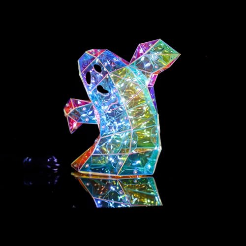 Prismatic Iridescent Spooky Ghost, Halloween Ghost Decorations,LED Iridescent Ghost Light,Halloween Light Up Ghost (Small Ghost)