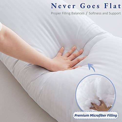 Kinmeroom Long Body Pillow For Side Sleeper - Stripe Embossed Large Body Pillows For Adults - Soft & Breathable Full Body Pillow Insert For Pregnancy Back Pain, 20X54 Inch #TOP4