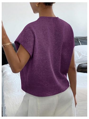 Image of SOLY HUX Women's Short Sleeve Sweater 3D Floral Sweaters Pullover Tank Tops Knit Vest Trendy Fashion Clothing