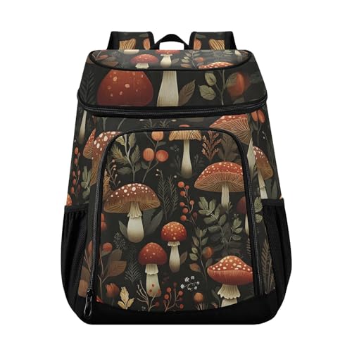 Mushroom Autnmn Forest Grass Cooler Backpack Cooler Insulated Leak Proof Lunch Backpack 36 Cans Waterproof Soft for Men Women Picnic Hiking Camping Beach