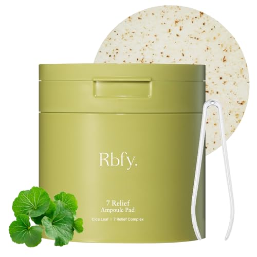 Rbfy. 7 Relief Pure Centella Cica Ampoule Toner Pad (100 Pads) for Sensitive Skin, Redness Relief,...