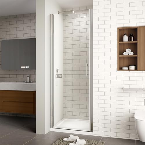 ACE DECOR 24-25.4" W x 72" H Frameless Pivot Shower Door, Chrome