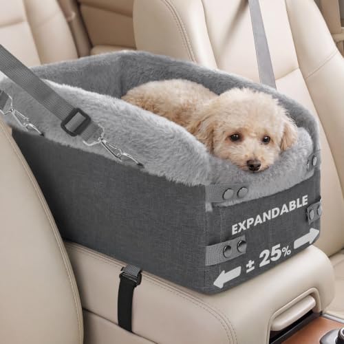 Small Dog Car Seat - Portable Center Console Puppy Booster Seats(Dark Grey)