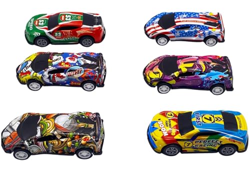 Image of Mini Racing Metal Pull Back Car Set, 12 Pieces High-Speed Friction Powered Vehicles, Colorful Diecast Alloy Models, for Kids (12)