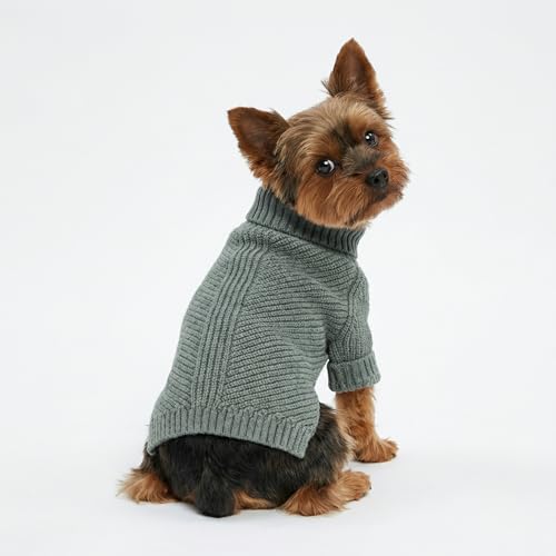 Image of Fitwarm Dog Turtleneck Sweater, Thermal Knitted Pet Coat, Dog Winter Clothes for Small Dogs, Cat Apparel, Heather Grey, Large