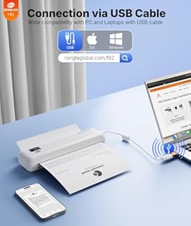 Rongta Portable Printers Wireless for Travel,Thermal Inkless Printer for School/Office/Home Use, Support 8.5x11 US Letter&A4 Thermal Paper, Compatible with Android,iOS & Laptop (White)