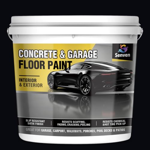 SENVEN Pintura para Pisos de Concreto Negra 1 Galón, Interior/Exterior, Recubrimiento Semi Brillante para Pisos de Sótano, Porches, Entrada de Vehículos y Cubiertas miniatura 1