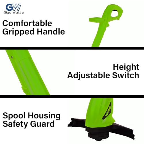 Image of GIGAWATTS 250W Corded Grass Trimmer 22cm Cutting Diameter Portable Electric String Cutter Machine with Twin Line Bump Feed Spool Compatible with 1 mm Trimmer-Line for Lawn Edges Trimming