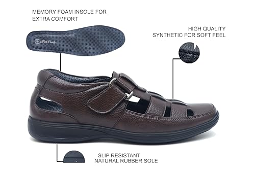Image of Heels County Faux Leather Fisherman Sandals for Men