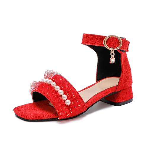 Girls Dress Shoes Toddler Kids Heels Sandals Ankle Strap Wedding Party Beaded Girl Shoes