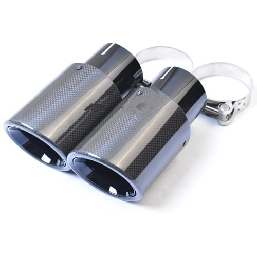 Punta de escape de acero inoxidable y fibra de carbono para E63 con acabado negro biselado