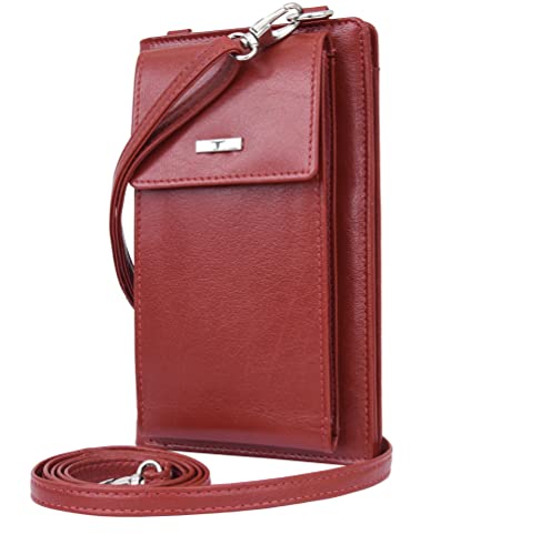 Image of URBAN FOREST Ruby Red Leather Sling Wallet for Women