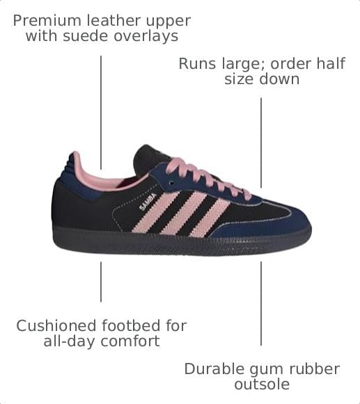 Image of adidas Samba OG Women's Sneakers, Core Black /Wonder Mauve /Night Indigo, Size 10