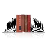 Elegant Cast Iron Bear Bookends - Durable Decorative Metal Bookends with Majestic Bear Statue Design for Home, Office, and Library Décor