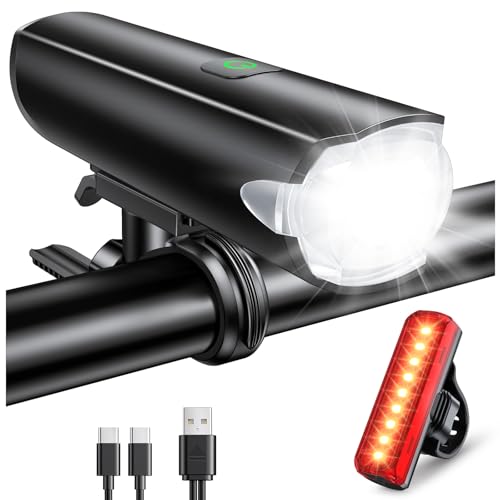 CIRYCASE 1200 Lúmenes Luz Bicicleta, Impermeable IP65 & Recargable por USB Luz Trasera Bicicleta, 3+5 Modos de Luz, Duradera Luces Bicicleta Delantera y Trasera para Ciclismo en Carretera y Montaña