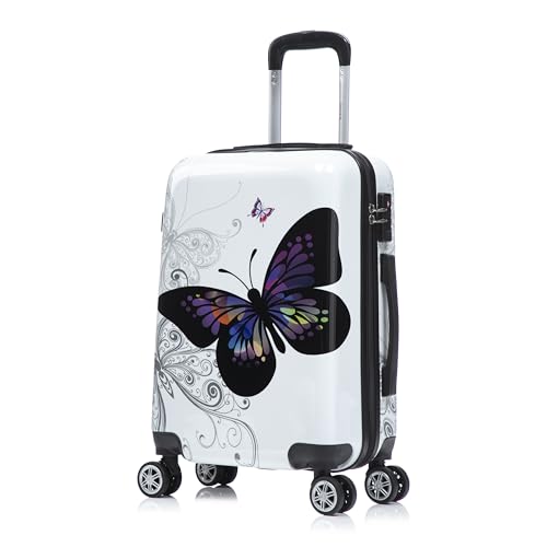 Image of InUSA Butterfly Print 20-Inch Carry-On Hardside Spinner Luggage Travel