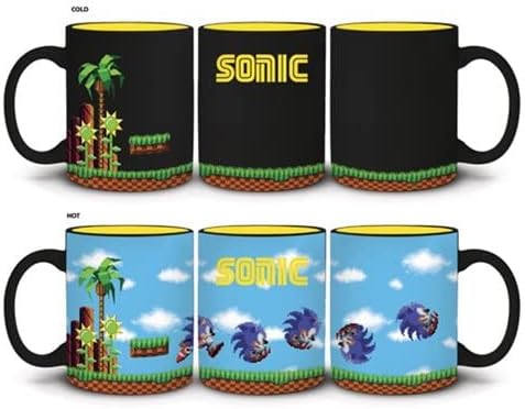 Sonic The Hedgehog Heat Changing 16-Bit Ceramic Coffee Mug | Official Collectible Cup | Holds 16 Ounces