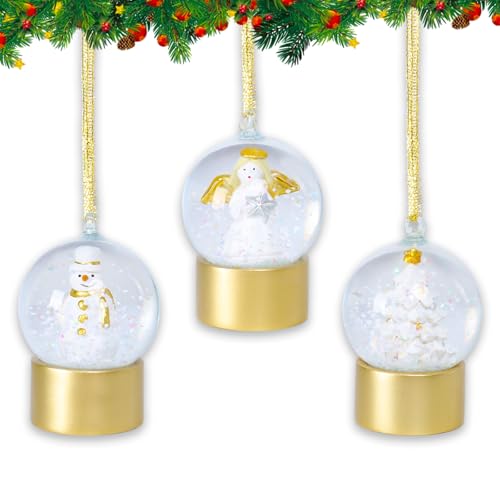 Yinns Christmas Tree Ornament, Snow Man Angel and Xmas Tree Mini Snow Globe Hanging Ornament for Christmas Tree Table Decoration