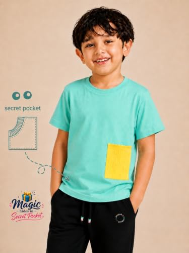 Image of Pilolo Kids Soft Cotton Lycra Pocket T-Shirt for Boy's