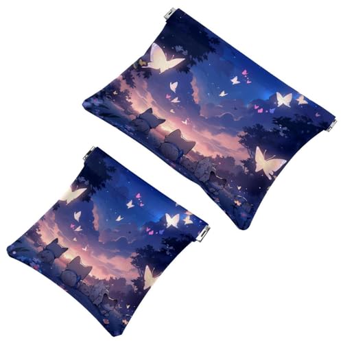 Rimani organizzato: 2 custodie colorate con gattini in stile cartone animato 1588 la tua borsa per il trucco Multicolore