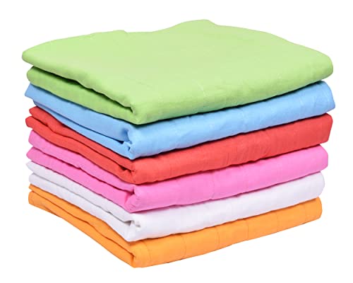 Image of MK Handicraft(PurpleCrown),Pack of 6pieces Multicolor Pure Breathable Cotton and high Absorbent Cribsheet for Newborn Babies, Swaddler Cum Comforter for Infants.(Children: M, 75cmx65cm, Blue)