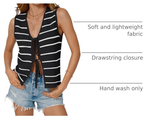 Image of LILLUSORY Womens Tie Front Tops Vacation Sweater Vest | Bohemian Style, Beach Resort Wear, Concert Western Outfits, Crochet Tops, Vacation Outfits, Cute Y2k Sleeveless 2026