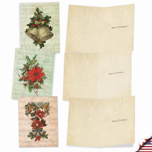 Image of The Best Card Company - 10 Holiday Note Cards for Christmas - Festive Bulk Assortment, Boxed Notecards with Envelopes (4 x 5.12 Inch) - Holly Notes M6650XSG