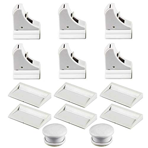 UOOOM 子供用安全食器棚ロックセット マグネットキャビネットロック 工具やネジ不要 家具を傷つけません (ロック6個+キー2個)