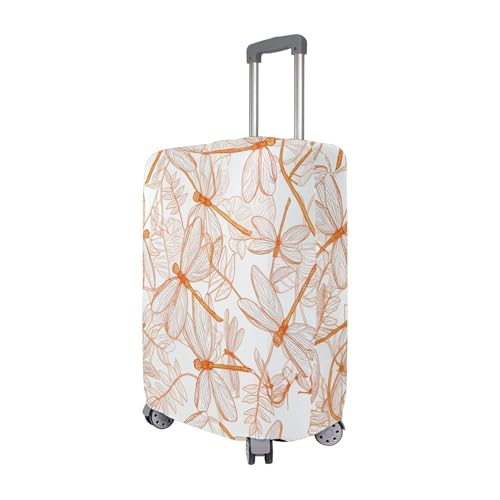 Joisal Painting Luggage Covers for Suitcase Protector Baggage Orange Dragonflies Beige White Travel Luggage Accessories, XL, Fits 29-32 Inch Case3