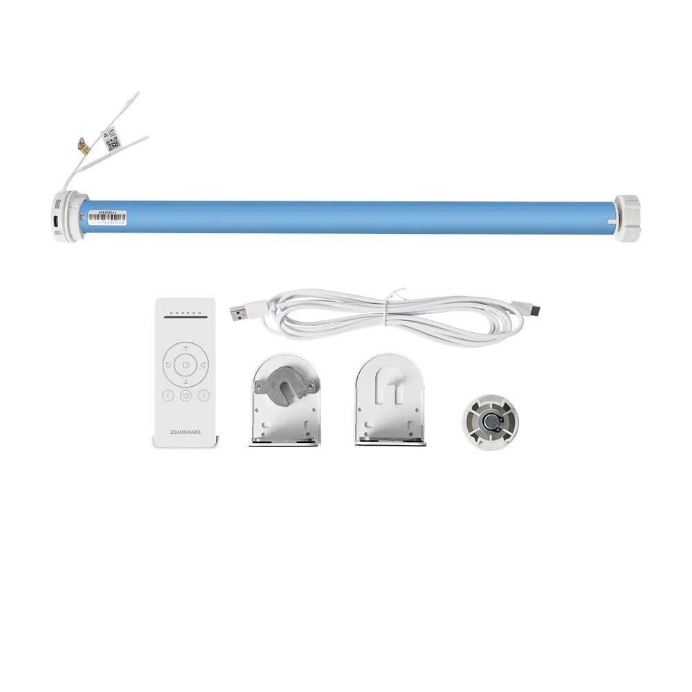 – Matter Thread Smart Roller Shade Motor for 38mm Tube, Rechargeable Battery Powered, Compatible with Apple HomeKit/Google Assistant, Voice & App Control (Motor with 6 channel remote)