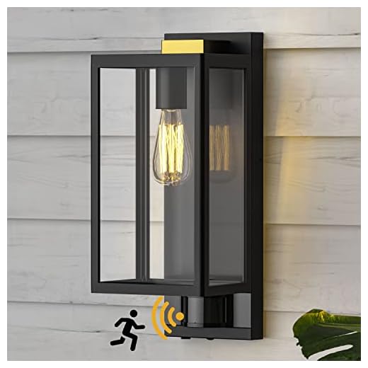 Lintem Motion Sensor Outdoor Wall Lights, Dusk to Dawn Outdoor Lighting, Modern Wall Mount Light Fixtures, 3 Modes Porch Light,Black Square Exterior Wall Lanterns for Outside Garage, Bulb Not Included