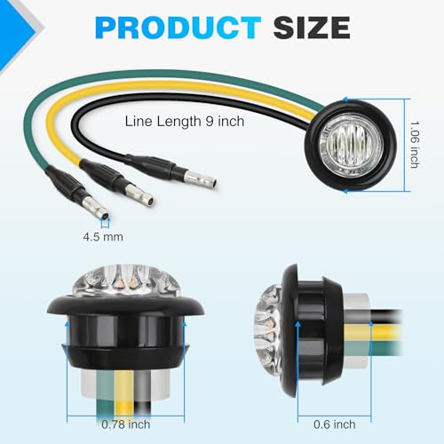 Image of Nilight 3 /4 Inch Dual Color Marker Light Amber Turn Green Clearance Lights