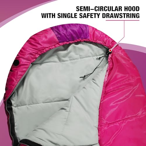 Kids Mummy Sleeping Bag, 3 Season Cold & Warm Weather Waterproof Camping Sleeping Bags, Lightweight Portable with Compression Bag for Camping Hiking Backpacking miniatura 5