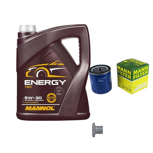 EISENFELS Filter Set Inspektionspaket erstellt mit 5 L Motoröl MANNOL Energy 5W-30 MANN-FILTER Ölfilter Verschlussschraube