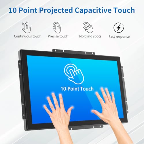 Image of 21.5 Inch Open Frame Touch Monitor, PCAP 10-Point Touch Industrial Touchscreen Monitor, with HDMI /VGA /DVI Interface, Active Matrix TFT LCD,LED Backlight, with VESA Mount