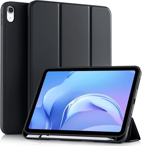 Image of EDNITA Smart Case for iPad (A16) 11th /10th Generation (2025 /2022), Auto Sleep /Wake Cover, Pencil Holder, Soft Flexible Case, Recoil Series for Apple iPad 10th /11th Gen-Black