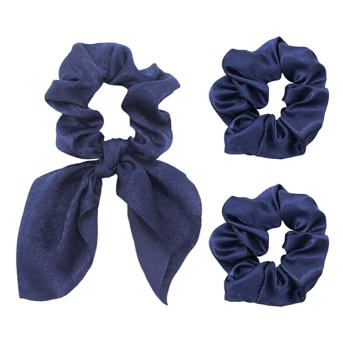 1 Goma Para El Pelo Con Lazo De Satén Y 2 Gomas Para El Pelo Redondas, Gomas Para El Pelo Lisas, Gomas Para El Pelo Elásticas, Gomas Para El Pelo Sencillas Y Modernas, Accesorios Para El Cabello