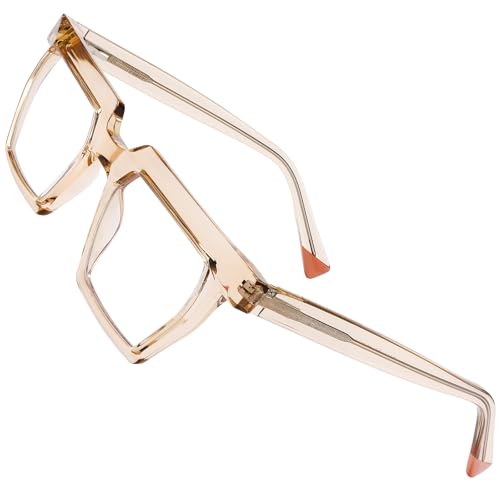 Image of Blue Light Blocking Glasses, TR90 Rectangle Computer Glasses With Anti Eyestrain & UV Glare Protection (Champagne)