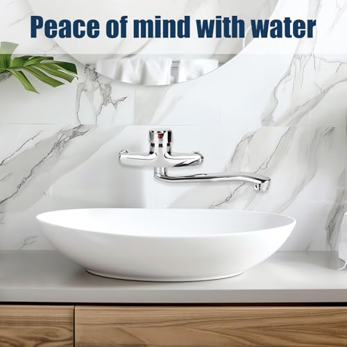 RUCUDIM 360° Drehbar Wasserhahn Küche Wandarmatur, Kalt und Heiß Einhebelmischer, Mischbatterie Küche, Wall Mounted Tap, Waschtischarmatur Waschtischmischer für Wandmontage, Schwenkarm 24CM, Chrom