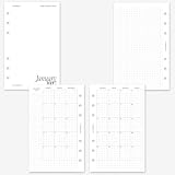 MAY PAPER CO. FC - Ricarica per agenda mensile compatta 2027, mese su due pagine, per agenda Franklin Covey Compact a 6 anelli, 4,25 x 6,75 (mesi separabili, inizio lunedì)