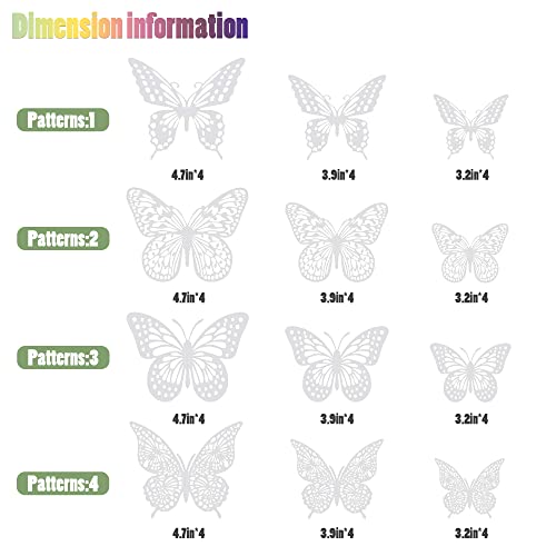 Image of SAOROPEB 3D Butterfly Wall Decor 48 Pcs Pearl White Butterfly Decorations | 4 Styles 3 Sizes, Birthday Decorations Butterfly Party Decorations Butterfly Cake Decorations-Removable Butterfly Stickers