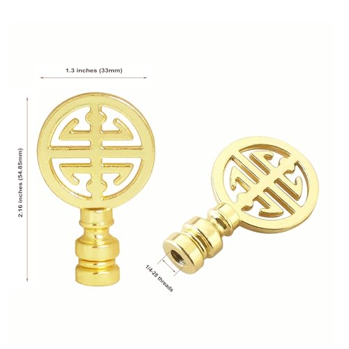 Image of GY & CK Lamp finials Oriental lampshade finial knob Happiness Symbol lamp shade Decoration Finial Top Lamp Parts, Set of 2 (Brass)