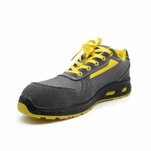 Goodyear - Zapato Deportivo de Seguridad S1P - Serraje Gris - Puntera y Plantilla Composite Sin Metal - Suela PU Antideslizante - Plantilla EVA Extraíble