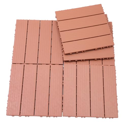 Dalle de terrasse emboîtable en PVC acajou premium | Revêtement durable toutes saisons