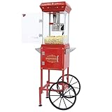 Popcornmaschine mit Wagen 8 OZ Kessel Popcornmaschine Groß,Entnehmbarer Topf Popcornmaker Retro...