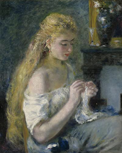 Femme au crochet Renoir impression sur toile décoration salon affiche tableau vintage 60x90cm
