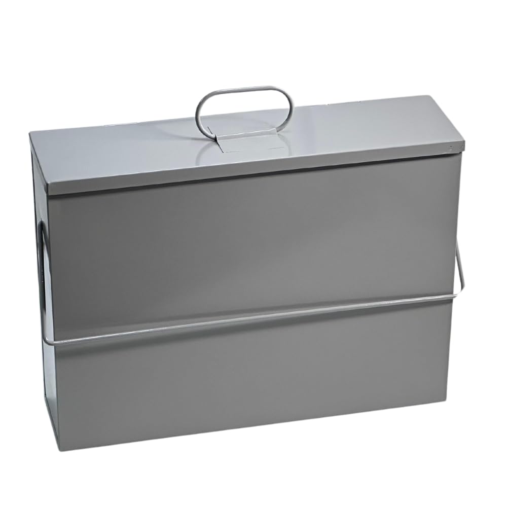 Trendi Galvanised Grey Trendi® Fireside Ash Carrier Metal Hot Tidy Box Container Fireplace Pan Bucket Bin (Galvanised Grey)