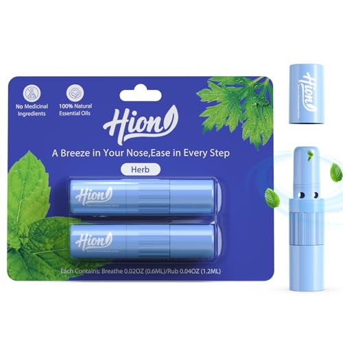 Image of Hion Nausea Relief Inhaler Natural Essential Oil,Dual-Use for Motion Sickness,Morning Sickness,Sea Sickness and Stress with Fast-Acting Relief,Herb,2Pcs